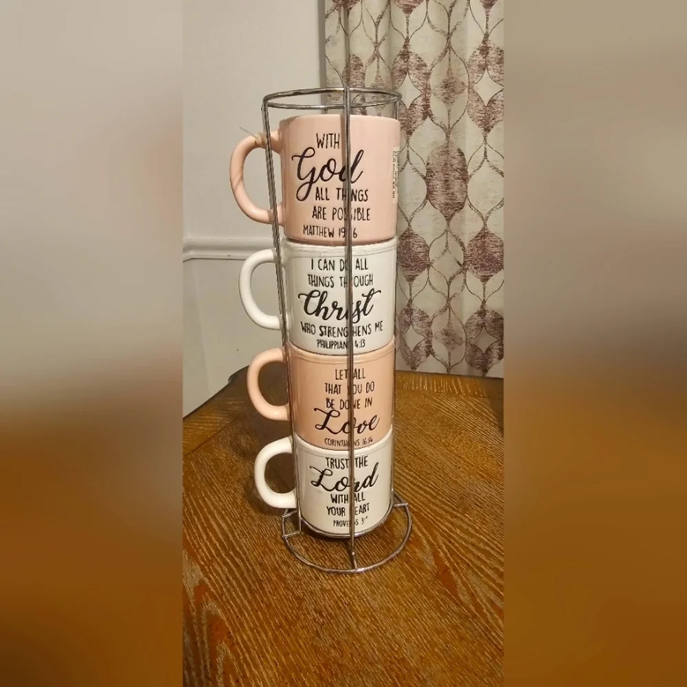 Inspirational Biblical Quotes Stackable 4-piece Mug Set Microwavable